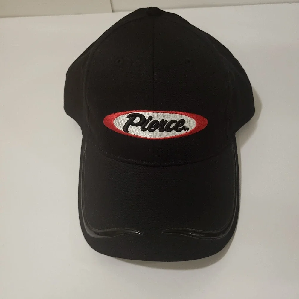 Pierce Black Trucker Cap With Red/White Logo Men's One‎ Size Fit Most